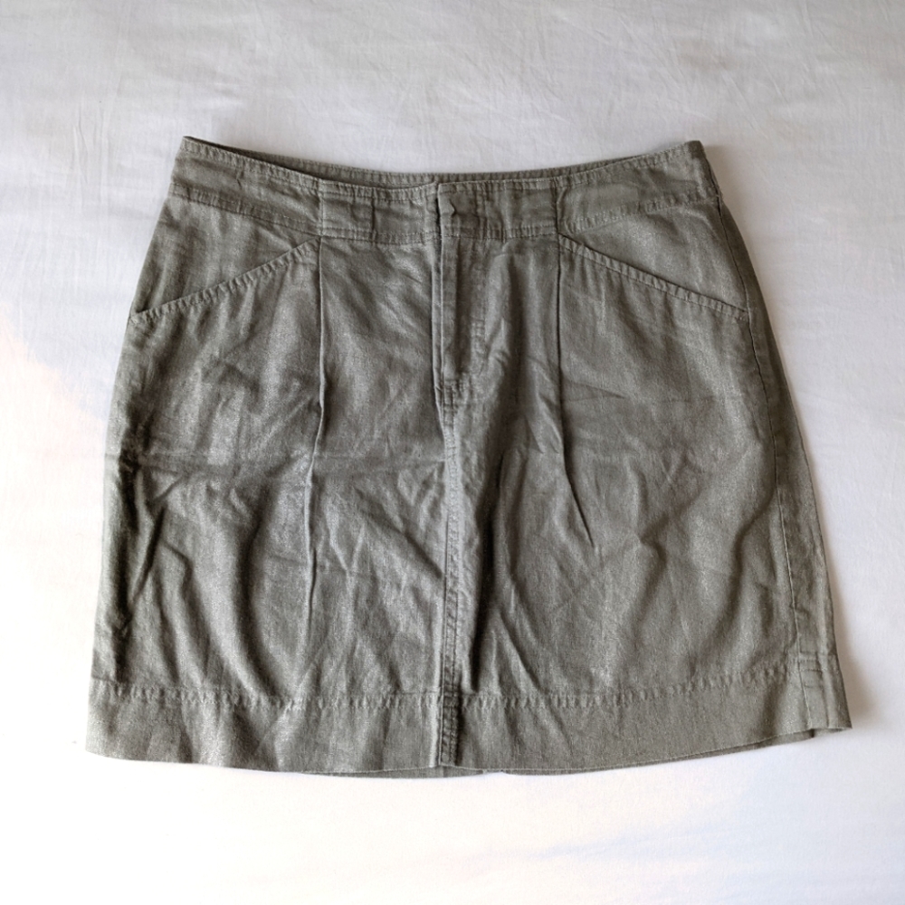 Ann Taylor Gray Linen Mini Skirt Size 6P